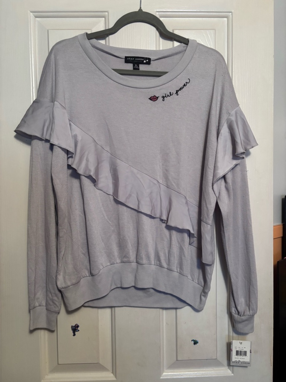 Star Qgirl Lavender Ruffle Crewneck Sweatshirt